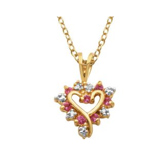 Bridge Jewelry Lab Created Ruby and Diamond Accent Heart Necklace
