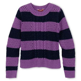 ARIZONA Mixed Stitch Striped Sweater   Girls 6 16 and Plus, Dewberry Stripe,