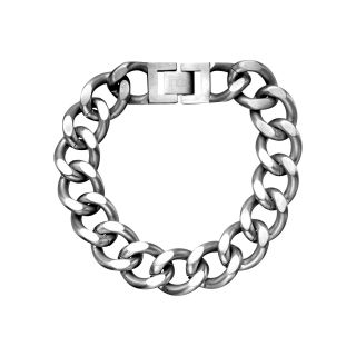 Mens Stainless Steel Curb Link Bracelet, White