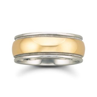 Mens 8mm 10K/SS Bonded Wedding Band, Two Tone