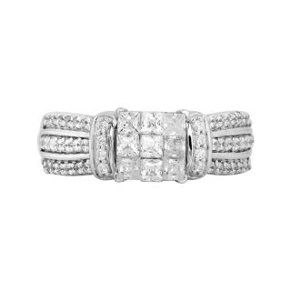 1 CT. T.W. Princess Diamond Engagement Ring White Gold, White/Gold, Womens