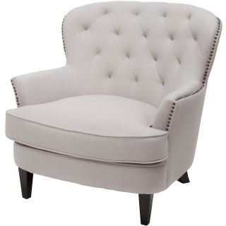 Tafton Fabric Tufted Wing Chair, Natural