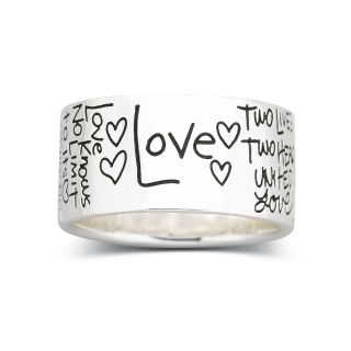 Sterling Silver Love Graffiti Ring, Womens