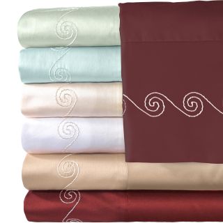 American Heritage 500tc Egyptian Cotton Sateen Embroidered Swirl Sheet Set,