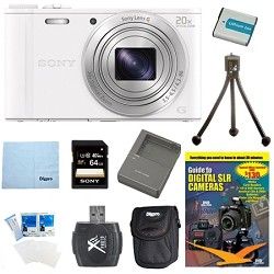 Sony Cyber shot DSC WX350 Digital Camera White 64GB Kit