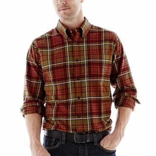 St. Johns Bay Flannel Shirt, Lt Olive Plaid, Mens