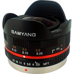 Samyang 7.5mm F3.5 UMC Ultra Wide Angle Fisheye CS Lens for Micro 4/3   Black