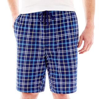 Stafford Knit Pajama Shorts, Navy Plaid, Mens