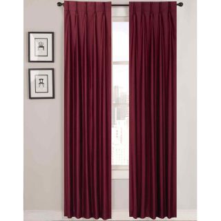 Supreme Palace Antique Satin Pinch Pleat Lined Curtain Panel Pair, Cranberry