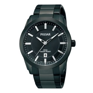 Pulsar Mens Black Ion Plated Bracelet Watch