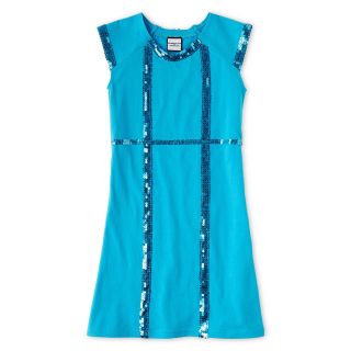 FLOWERS BY ZOE by Kourageous Kids Cap Sleeve Sequin Dress   Girls 6 16, Blue,