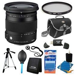 Sigma 17 70mm F2.8 4 DC Macro OS HSM Lens for Canon Filter Bundle