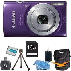 Canon PowerShot ELPH 135 16MP 8x Optical Zoom Digital Camera Purple Kit