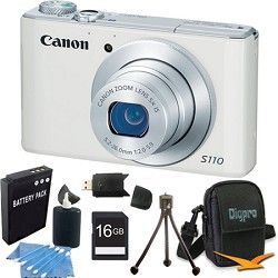 Canon PowerShot S110 White Compact High Performance Camera 16GB Bundle