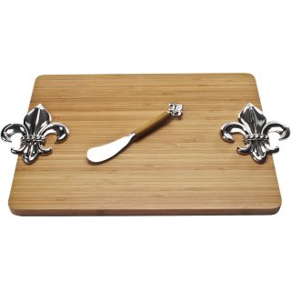 Thirstystone Fleur de Lis Bamboo Serving Board with Spreader