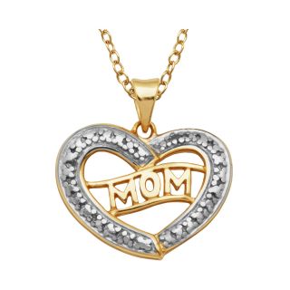 Bridge Jewelry Heart Mom Pendant 18K Two Tone Gold Over Brass