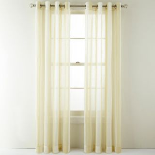 MARTHA STEWART MarthaWindow Bluff Stripe Grommet Top Sheer Panel, Citron