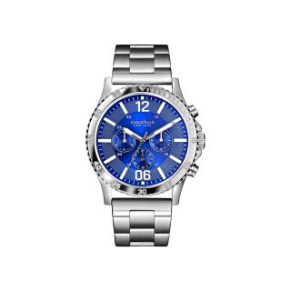 Caravelle New York Mens Blue Dial with Silver Tone Bracelet Chronograph Watch