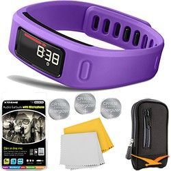 Garmin Vivofit Fitness Band Bundle with Heart Rate Monitor (Purple) Plus Deluxe