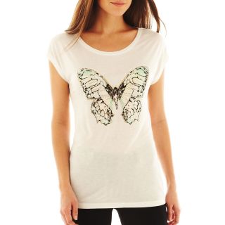 I Jeans By Buffalo Butterfly Screen Tee, Mint Butterfly, Womens