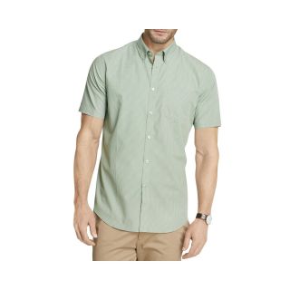 Van Heusen Short Sleeve No Iron Button Front Shirt, Green, Mens