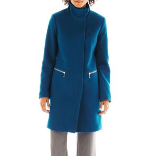 Worthington Zip Wool Coat, Blue, Womens