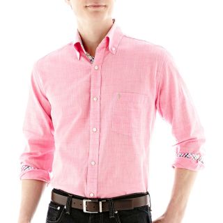 TAILORBYRD Long Sleeve Button Front Shirt, Pink, Mens