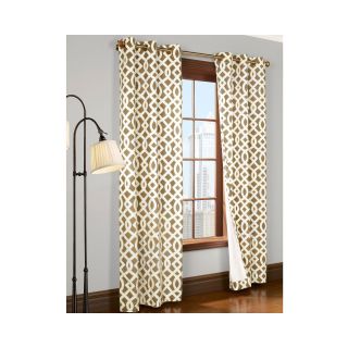 Trellis Grommet Top Thermal Cotton Curtain Panel Pair, Khaki