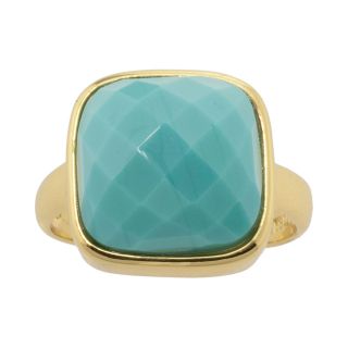 Athra 14K Gold Plated Aqua Resin Square Ring, Womens
