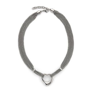 Stainless Steel Heart Mesh Necklace, Womens
