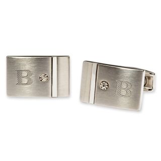 Personalized Stainless Steel and Diamond Cuff Links, Silvar, Mens