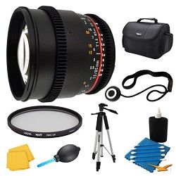 Rokinon 85mm T1.5 Aspherical Cine Lens and Filter Bundle for Sony Alpha Mount