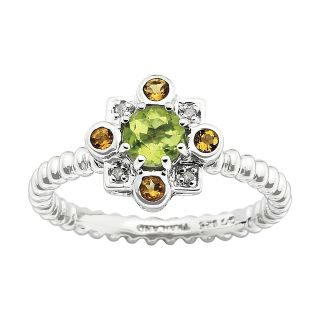 ONLINE ONLY   Sterling Silver Genuine Peridot & Citrine Ring, Womens