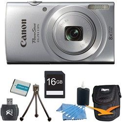 Canon PowerShot ELPH 135 16MP 8x Optical Zoom Digital Camera Silver Kit