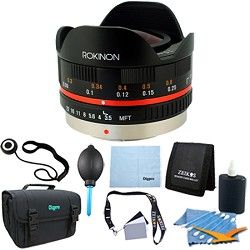 Rokinon FE75MFT B   7.5mm F3.5 UMC Fisheye Lens for Micro Four Thirds   Lens Kit
