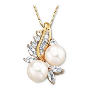 Cultured Freshwater Pearl Pendant, Cfwp/lab Saph, Womens
