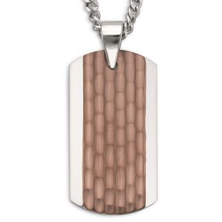 Mens Bark Finish Dog Tag Stainless Steel, Brown