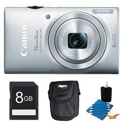 Canon PowerShot ELPH 130 IS Silver 16MP Digital Camera 8GB Bundle