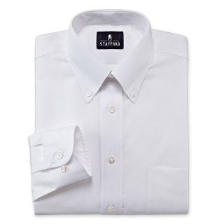 Stafford Performance Pinpoint Oxford Dress Shirt with Button Down Collar, White,
