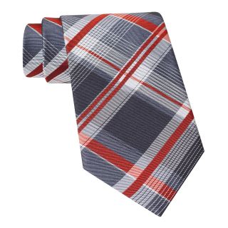 CLAIBORNE Multi Framed Plaid Tie, Red, Mens