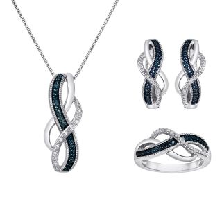 1/10 CT. T.W. White & Color Enhanced Blue Diamond Infinity 3 pc. Jewelry Set,