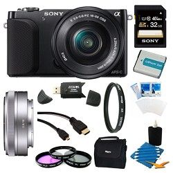 Sony NEX 3NL Black Digital Camera 16 50mm Lens 32GB 16mm f/2.8 Lens Bundle