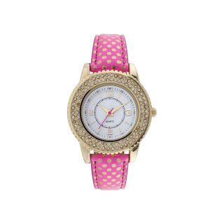 Womens Neon Dot Strap Stone Accent Watch, Pink