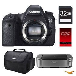 Canon EOS 6D DSLR Camera (Body Only), 32GB, Printer Bundle