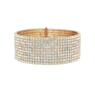 Natasha Gold Tone Crystal Wrap Bracelet, Womens