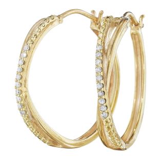 1/10 CT. T.W. Diamond 14K Yellow Gold Over Sterling Silver X Hoop Earrings,