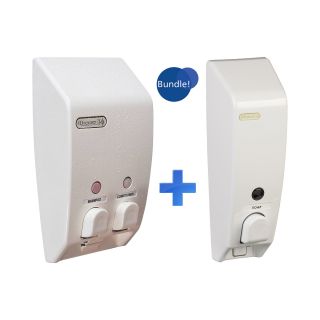 Classic White Single & Double Liquid Soap & Shampoo Dispensers