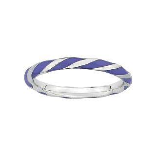 ONLINE ONLY   Purple Enamel & Sterling Silver Twist Ring, Purple/White, Womens