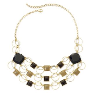 3 Row Geometric Statement Necklace, Grey