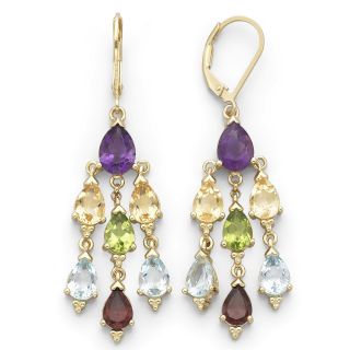 Genuine Multi Gemstone Chandelier Earrings, Womens